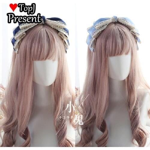 Japanese Multi color JK lace KC daily elegant Bow hair hoop Lolita wine red pink hairband KC lolita Cosplay accessories