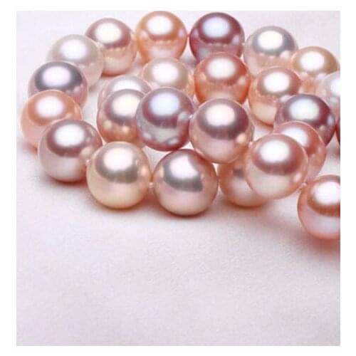 Natural 10-11MM pearl necklace jewelry mixed color female models send my mother a genuine light 18INCH 925 silver clasp