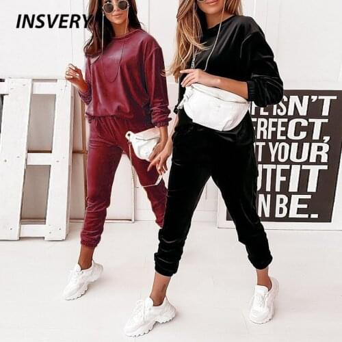Gold Velvet Tracksuits Womens Two Piece Set 2021 Autumn Winter Sweatshirts Pants Sets Female Outfits Casual Sports Suits 2021