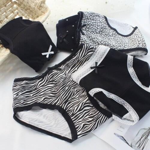 Womens Cotton Underwear Sexy Lace Panties Fashion Bow Girls Briefs Mid Waist Seamless Striped Underpants Female Lingerie