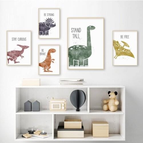 Animals Free Bat Brave Dinosaur Poster Canvas Paintings Boy Nursery Wall Art Print Painting KId Bedroom Decor Picture No Frame