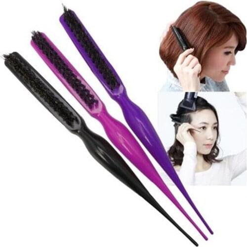 1PC Salon Comb Hair Teasing Brush Three Row Natural Boar Hair Hair Comb Women And Men Hair Brush 3 Color