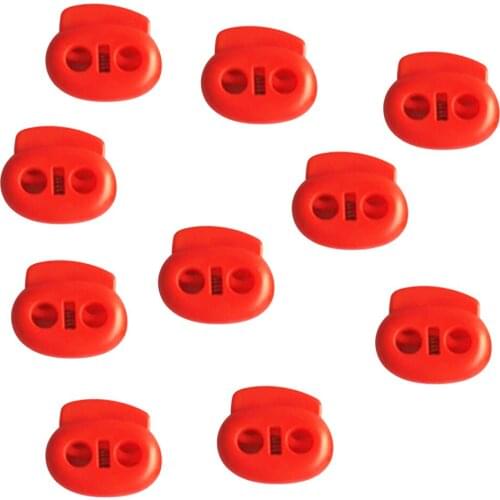 10x Plastic Paracord Cord Locks Clamp Buckle Dual Hole Toggle Spring Stopper