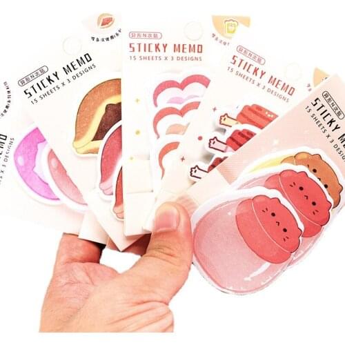 15 Sheets Cartoon Sticker Cute Sticky Notes Index N Times Stickers Self-Adhesive Memo Pad Write Pad