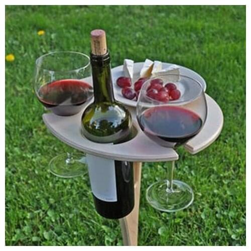 1x Portable Foldable Outdoor Wine Table with Round Desktop Mini Wooden Easy To Carry Rack Picnic Party Travel Tools Dropshipping