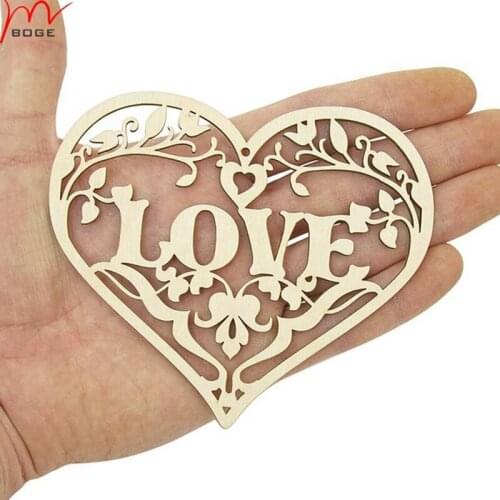 20pcs Wooden Heart Love Cut Out Embellishments Decoration Ornament Art Projects wedding heart love decoration