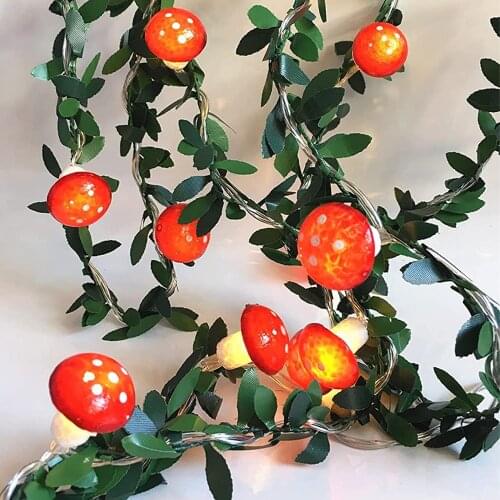 20leds 10leds Green Leaf Vine Mushroom String Light Chrysanthemum LED Lamp for New Year Weeding Christmas Garden Plants Decor