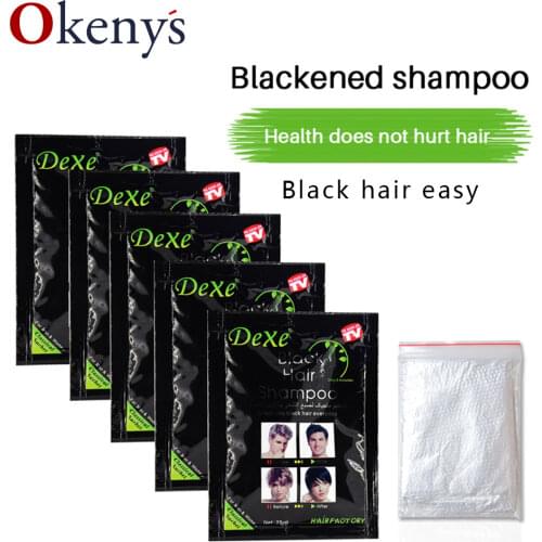 5pcs Dexe Fast Black Hair Shampoo Only 5 Minutes White Become Black Hair Color 2 Pcs/lot Grey Hair Removal for Men and Women