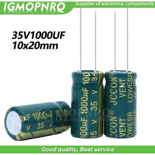 10PCS 35V1000UF 10*20mm igmopnrq Aluminum electrolytic capacitor high frequent low impedance 10x20mm