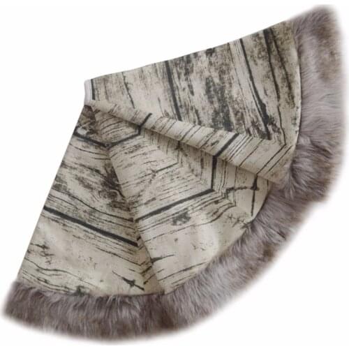 Free shipping Christmas Tree Skirt Printe Canvas XMAS Tree Decoration Merry Christmas with faux fur border deocration