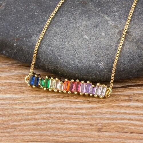 Bohemian Multi-Color Crystal Rhinestone Necklace For Women Vintage Charm Chain Pendant Necklace Geometric Collier Collares