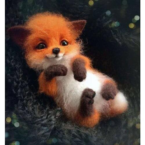 Cute Animals Brooch DIY Wool Needle Felting Material Package Fox Doll Wool Felt Craft Poke Set Handcraft Fox Kit Non finished
