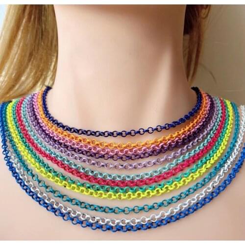10PCS, Adjustable 5cm Width 4mm Enamel Copepr Chain Necklaces For Man Women Colorful For Pendant Jewelry Accessories