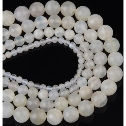 Chanfar High Quality Natural Moon Stone Round Beads For Jewelry Making DIY Bracelet Necklace 4/6/8/10mm Strand