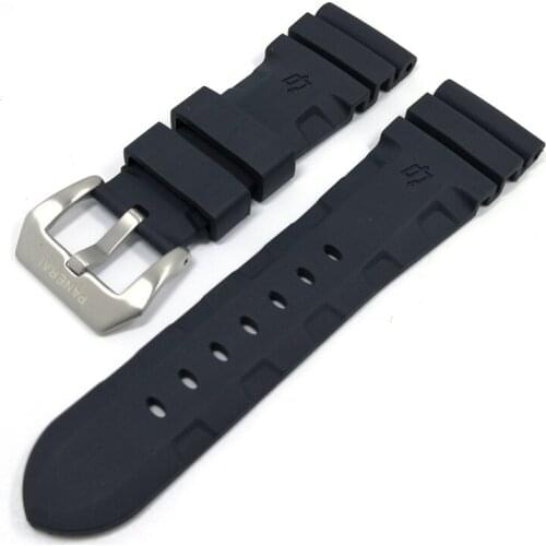 Replacement Black Sports Waterproof Strap Wrist Watchbands Suitable For 24MM 26MM Anti-fall Soft TPU Silicone Rubber WatchBand