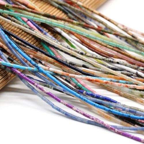 Natural Stone Hand-Carved Cylindrical Beads Turquoise Emperor Stone Loose Beads for Jewelry Making Bracelet Necklace Gift 3x4mm