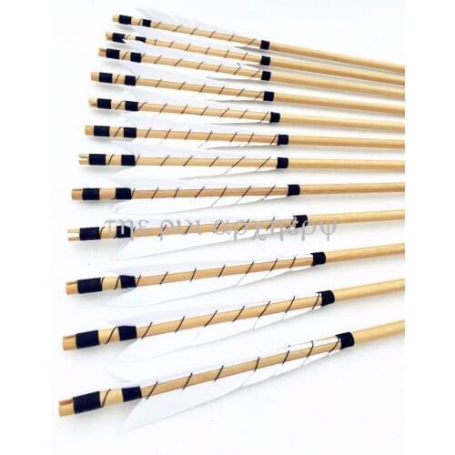 32inch 6/12/24PCS Handmade Turkey Feathers Wood Target Arrows With Bullet Tips
