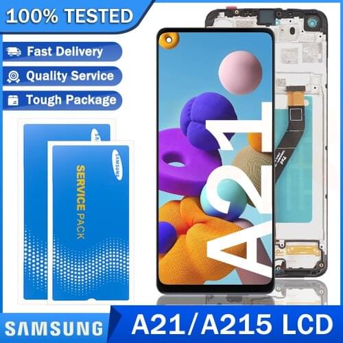 Original AMOLED Display with frame for Samsung Galaxy A215U A215U1 A215 LCD Touch Screen for Samsung A21 A215 Repair Parts