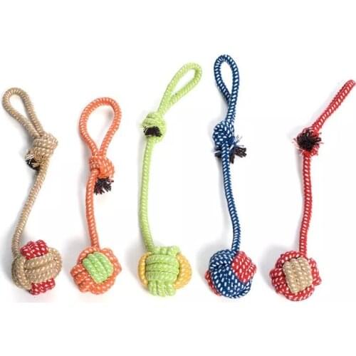 Pets Dog Cat Toys Bite Resistant Cotton Ball Stick Knot Rope Toy Interactive Puppy Chihuahua Chew Teeth Cleaning Toys For Dogs