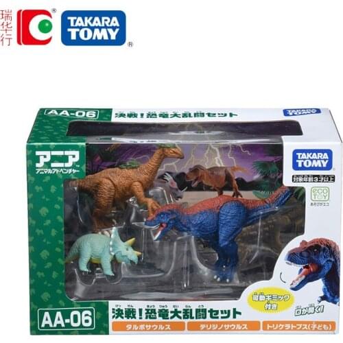 TAKARA TOMY Animal Dinosaur Model Toys AA-06 Cartoon Dinosaur Fighting Action Figures Toys Set Collectible Animal Model Gift New