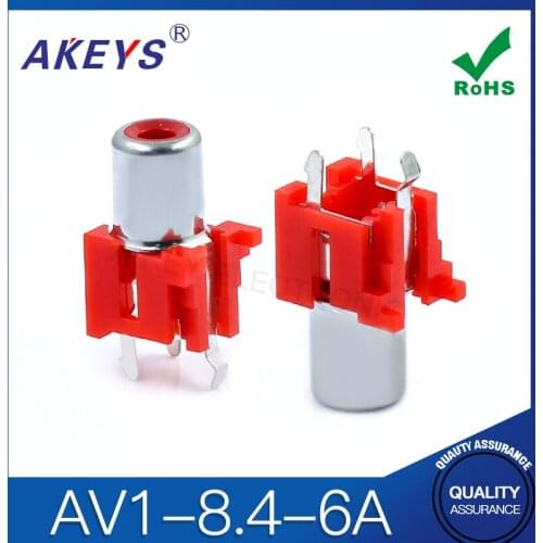 20PCS AV-8.4-5 PCB Mount 2P 1 RCA Female Socket AV Concentric Connector RED