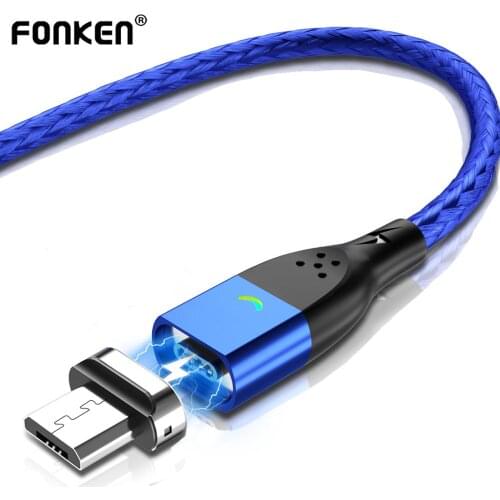 FONKEN Micro USB Cable Magnetic Charger Cables 1m 2m 3A Fast Phone Charging Cord for Xiaomi 7 8 Samsung S10 Tablet USB Data Cord