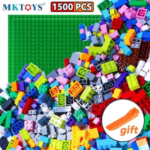 MKTOYS 1500PCS 1000PCS Classic Building Blocks Set Lets Go Master Constructor Baseplates Basic Bricks Build Toys for Girls Boys