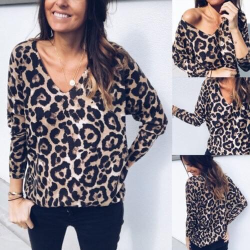 Fashion Leopard Women Blouse 2018 Autumn Warm Outwear Long Sleeve Women Fall Top V Neck New Casual Streetwear Printed Boluses