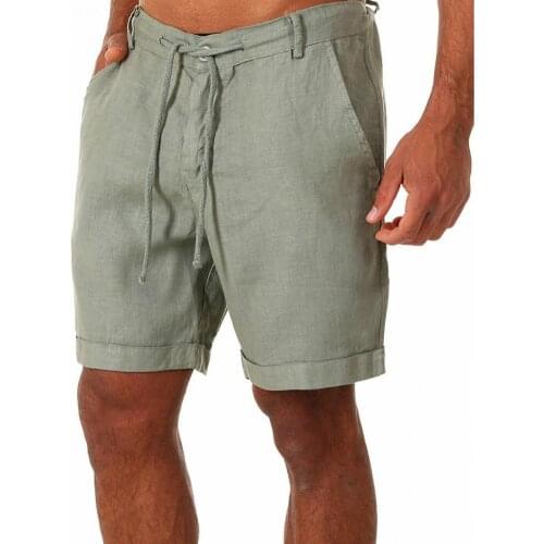 Summer Shorts Men Solid Color Men Mid Rise Drawstring Pockets Loose Knee-length Shorts Men Streetwear Casual Shorts 2021