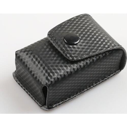 Glasses Case Mens Folding Button Wear Belt Reading Glasses Black Zipper Leather Brown Myopia Box B004