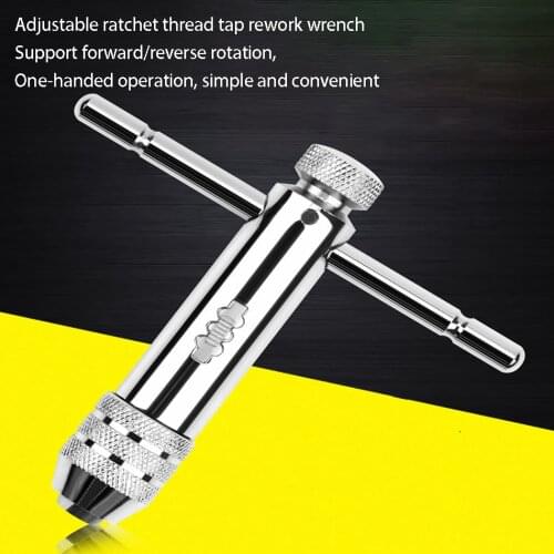 7PCS Adjustable Ratchet Tap Tapping Wrench M3-M8 Set, Tapping Hand Tool Set, Thread Rework Tapping Wrench Set