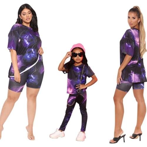 Womens 2021 Summer New Printed Fashion Parent-Child Kit New mommy and me clothes big brother Fashion Sets