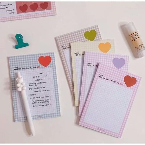 MINKYS New Arrival 30 Sheets Kawaii Heart Memo Pads Note Paper To Do List Daily Planner Notepad Paperlaria Stationery