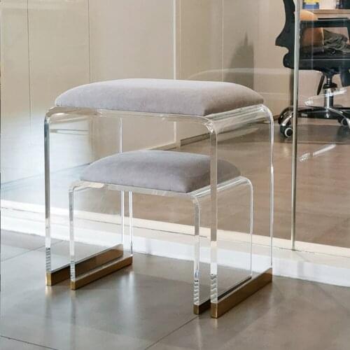 Top Quality Senior Transparent Acrylic Stool Nordic Chair Simple low stool creative flat bench bedroom bench