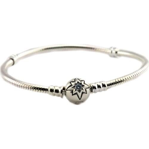 Authentic 925 Sterling Silver Jewelry Starry Sky Clasp Bracelets with Clear Cubic Zirconia Free Shipping