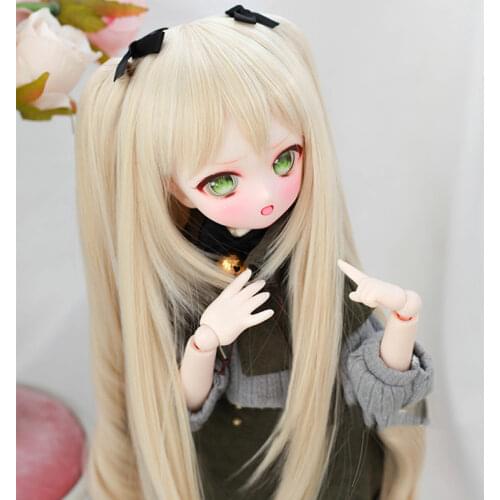 1/3 1/4 1/6 BJD Doll Wig New Two Dimensions Anime Cartoon Cute Double Ponytail Long Curls Wigs For Doll Dress up Cosplay Toys