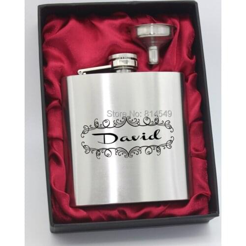 Personalized 6 oz hip flask for your personalized name engraved ,high quality gift box packing