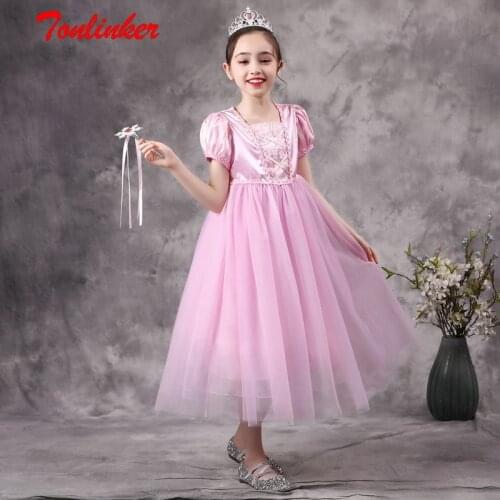 Girls Rapunzel Dress Summer Fancy Princess Costume Vestidos Gown Kids Halloween Birthday Carnival Party Outfit Clothing