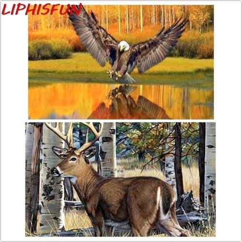 Full drill 5D Diamond embroidery animal eagle deer crystal diamond unfinished decorative diamond painting cross stitch picture