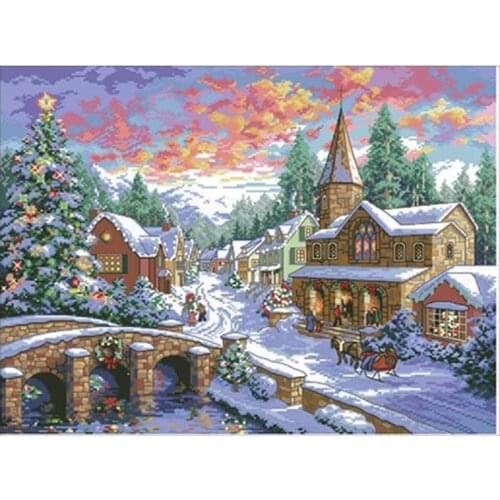 Christmas village patterns Counted Cross Stitch 11CT 14CT DIY wholesale Chinese Cross Stitch Kits Embroidery Needlework Sets