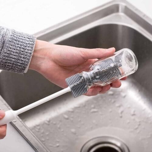 Long Handle Silicone Cup Brush Drink Wineglass Bottle Glass Cup Washing Cleaning Sponge Brushes Cleaner Kitchen Cleaning Gadgets