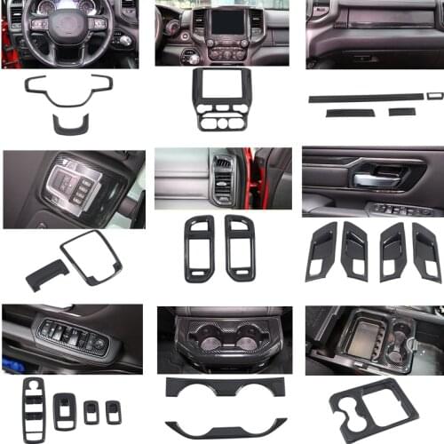 Car Styling 21PCS ABS Carbon Fiber Interior Accessories Kit Decoration Cover Trim for Dodge Ram 1500 2019 2020