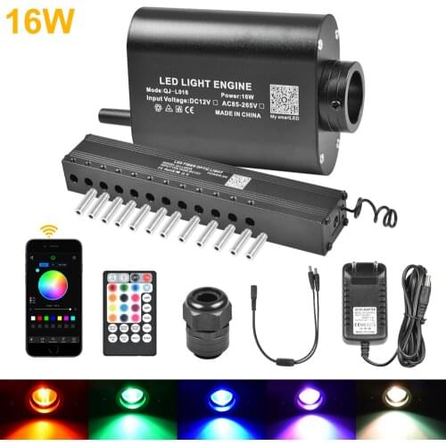 16W LED Light Engine Machine 12V Starry Sky RGBW Bluetooth Control Light Source With 3W Shooting Meteor Effect Fiber Optic