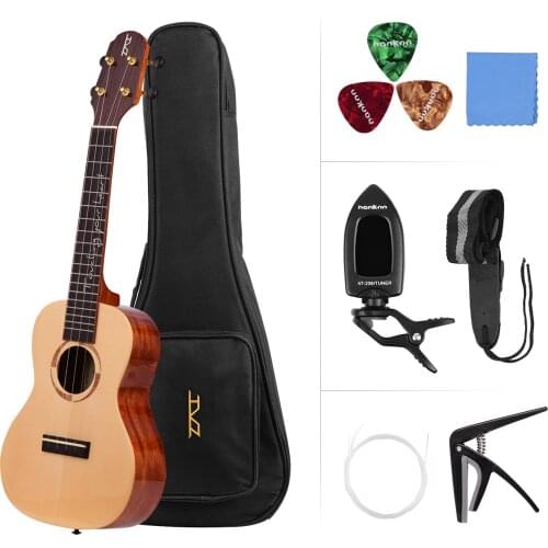 Hanknn MG500 Professional 26 Inch Tenor Ukulele Ukelele with Gig Bag Uke Strap Strings Cleaning Cloth Capo Tuner 3pcs Picks