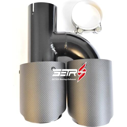 Universal 76mm 3.0 Inch Outlet Straight Black Stainless Steel Plain Weave Matt Carbon Car Exhaust System Muffler Tip Tail Pipe