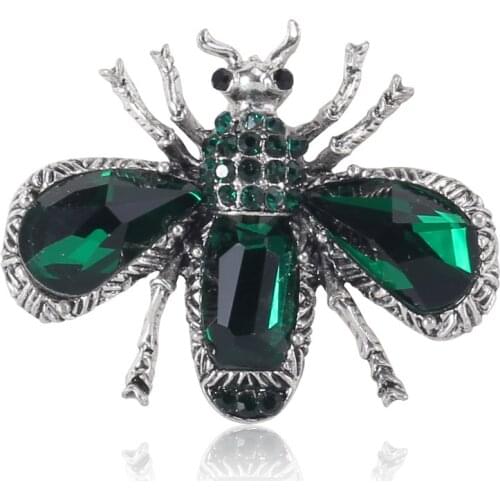 Retro Crystal Rhinestone Bee Brooch Alloy Insect Fashion Lapel Pins and Brooches Shirt Cardigan Badge for Women and Men Jewelry