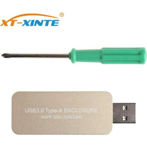 XT-XINTE M2 SATA SSD Case USB3.0 Type-A to M.2 SSD Enclosure B Key for NGFF 2230 2242 SATA HDD Solid State Drive External Box