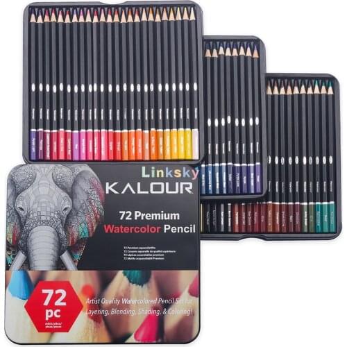 KALOUR Water Soluble Colored Pencils, Professional Art Kit of 72 Colors, Ideal for Coloring,Shading, for Beginner & Pro Artists