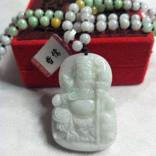 Zheru Jewelry Pure Natural Jadeite Light Green Guan Gong Pendant Three-color jadeite jade necklace Send A-level certificate
