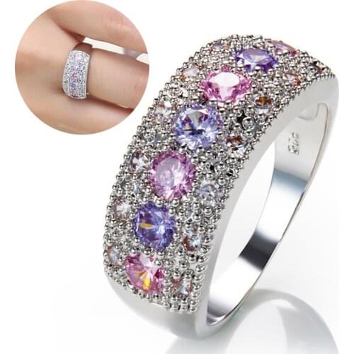 New Fashion Women Ring Crystal Zircon Stone Finger Silver Color Rings Engagement Wedding Bands Creative Luxury Jewelry Gifts